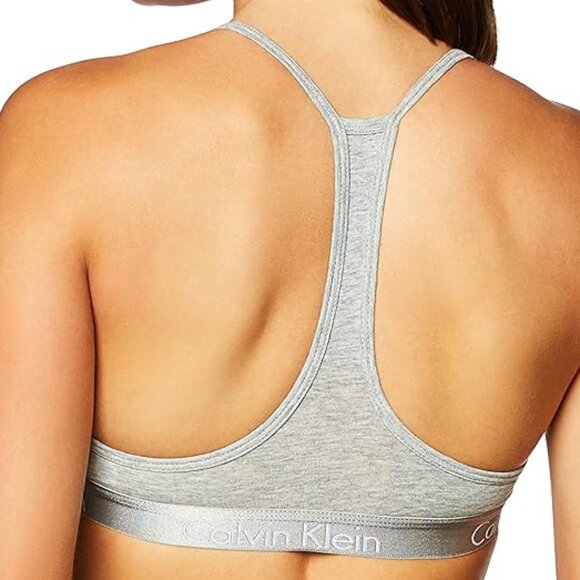 Calvin Klein Lightly Lined Logo Bralette QP16680-020 - (XS, Grey Heather) - Picture 2 of 2